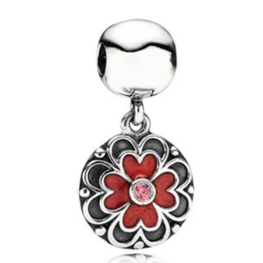 Pandora Red Dogwood Flower Dangle Charm